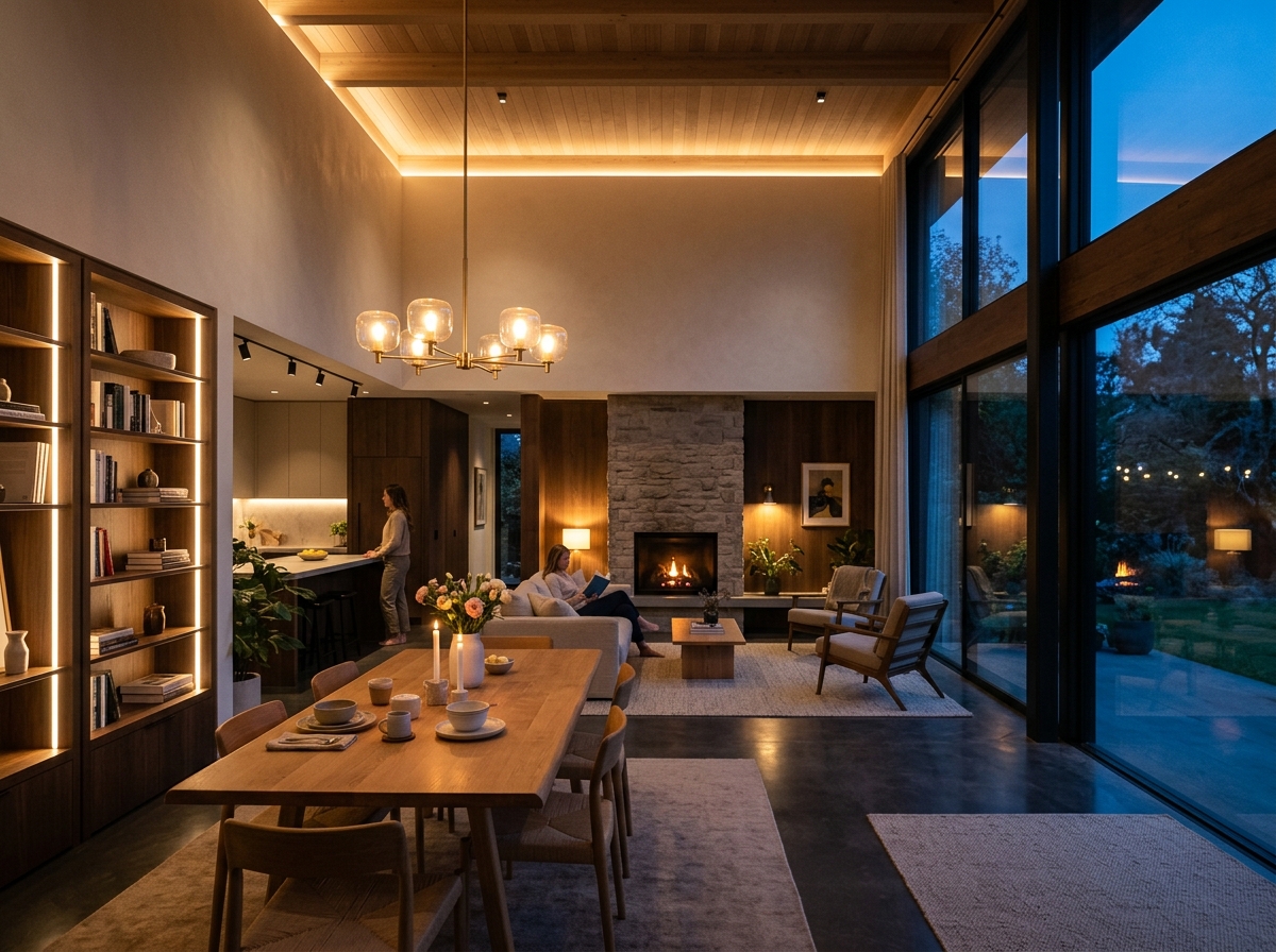 Beautiful warm interior architectural lighting
