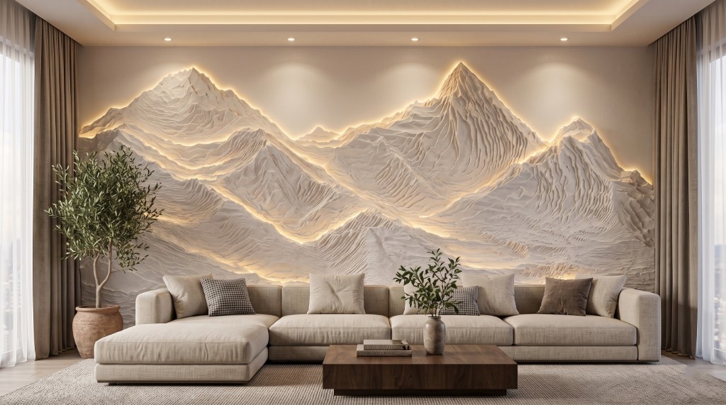 Topographical Mountain Mural